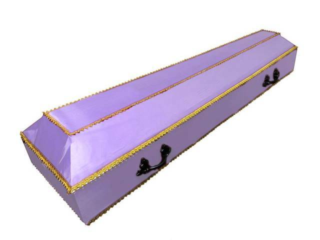 <span style="font-weight: normal;">Гроб деревянный обтянутый тканью, сиреневый</span><br>